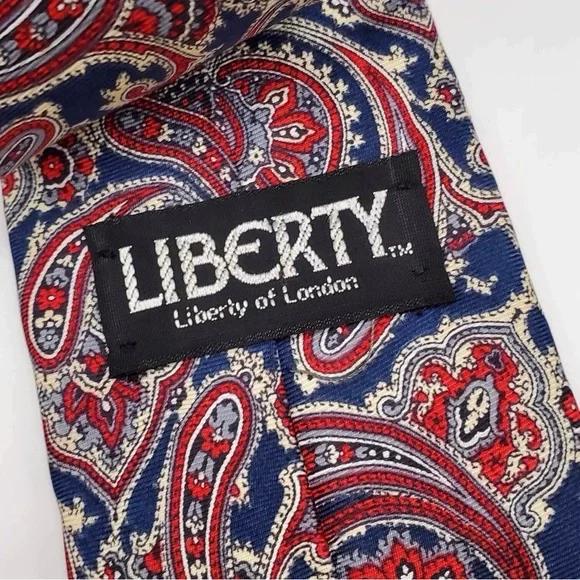 LIBERTY OF LONDON 100% SILK PAISLEY TIE NAVY 3.25” - Picture 2 of 4